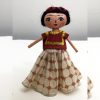 Mini Frida Kahlo Doll in Red Huipil & Printed Skirt