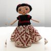 fridabr1 Mini Frida Kahlo Doll in Black Huipil & Printed Skirt