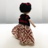 Mini Frida Kahlo Doll in Black Huipil & Printed Skirt