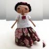 Mini Frida Kaho Doll in Embroidered White Huipil