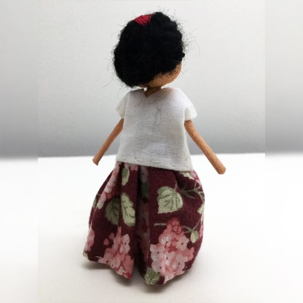 Mini Frida Kaho Doll in Embroidered White Huipil